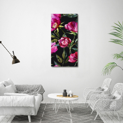 Fotocuadro de cristal elegante para hogar vertical Amapolas
