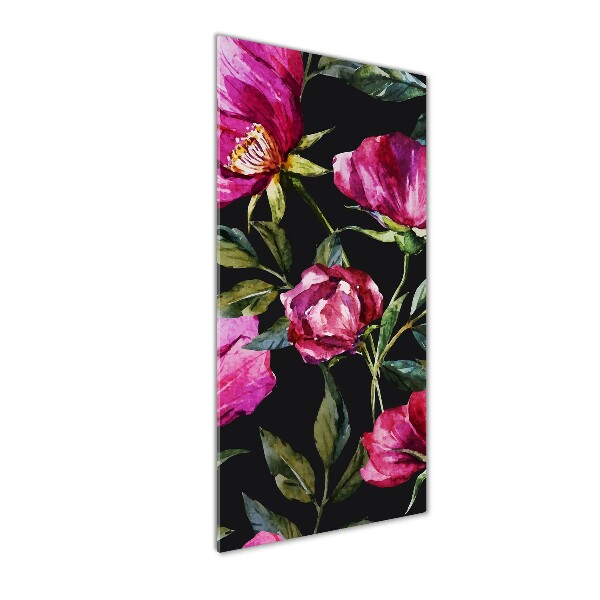 Fotocuadro de cristal elegante para hogar vertical Amapolas