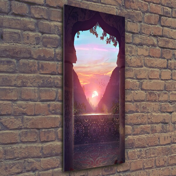 Cuadro decorativo en cristal con canto pulido vertical Arquitectura oriental