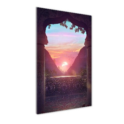 Cuadro decorativo en cristal con canto pulido vertical Arquitectura oriental