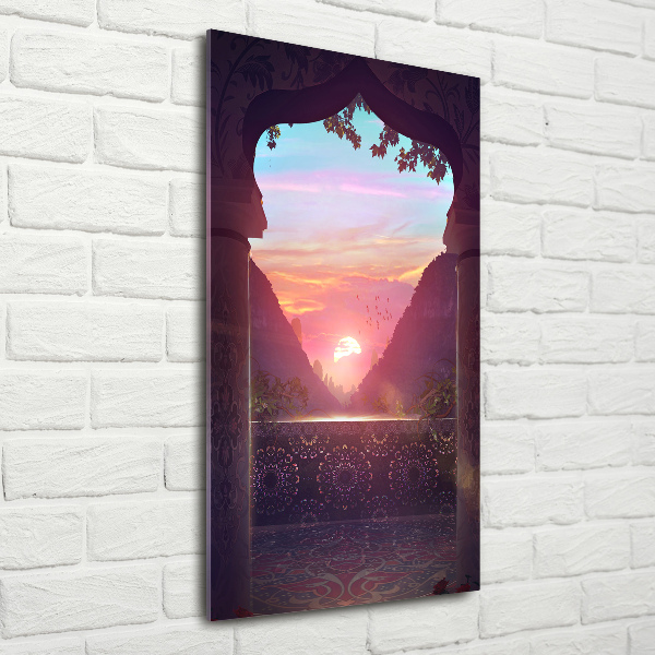 Cuadro decorativo en cristal con canto pulido vertical Arquitectura oriental