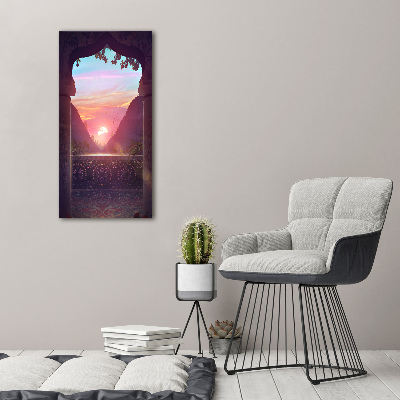 Cuadro decorativo en cristal con canto pulido vertical Arquitectura oriental