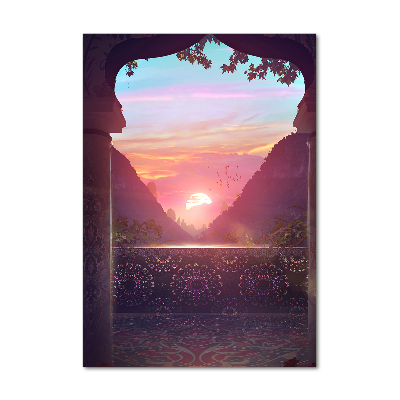 Cuadro decorativo en cristal con canto pulido vertical Arquitectura oriental