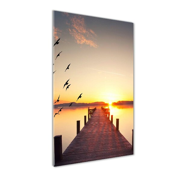Fotocuadro de cristal elegante para hogar vertical Muelle del atardecer