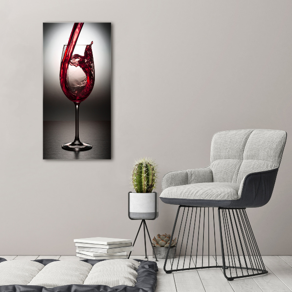 Cuadro decorativo en cristal con canto pulido vertical Vino tinto