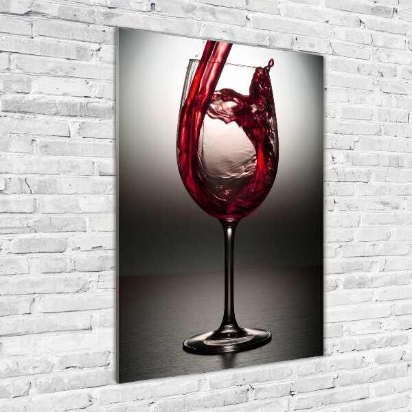 Cuadro decorativo en cristal con canto pulido vertical Vino tinto