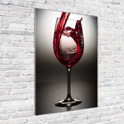 Cuadro decorativo en cristal con canto pulido vertical Vino tinto
