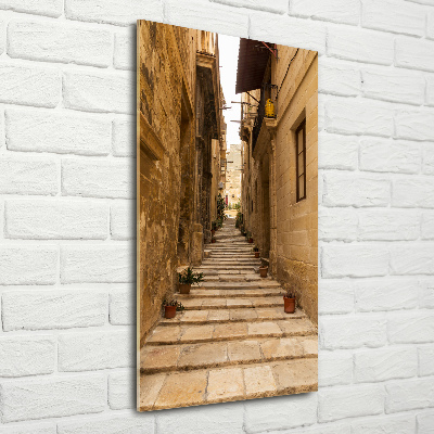 Cuadro de vidrio templado 4mm para pared vertical Calles de Malta