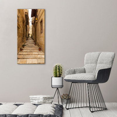 Cuadro de vidrio templado 4mm para pared vertical Calles de Malta