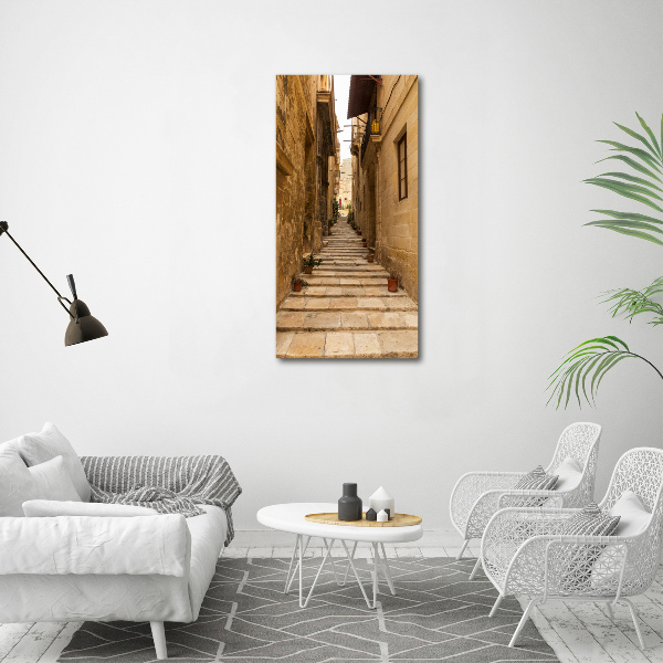 Cuadro de vidrio templado 4mm para pared vertical Calles de Malta