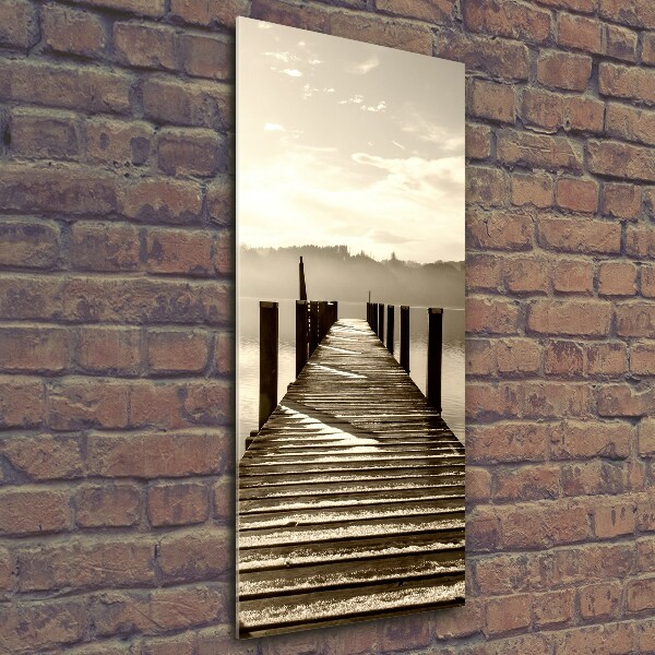 Fotocuadro de cristal elegante para hogar vertical Muelle de madera