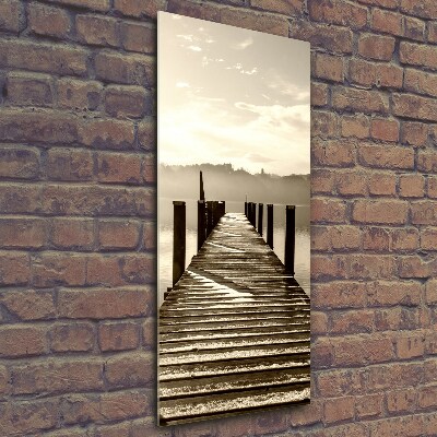 Fotocuadro de cristal elegante para hogar vertical Muelle de madera