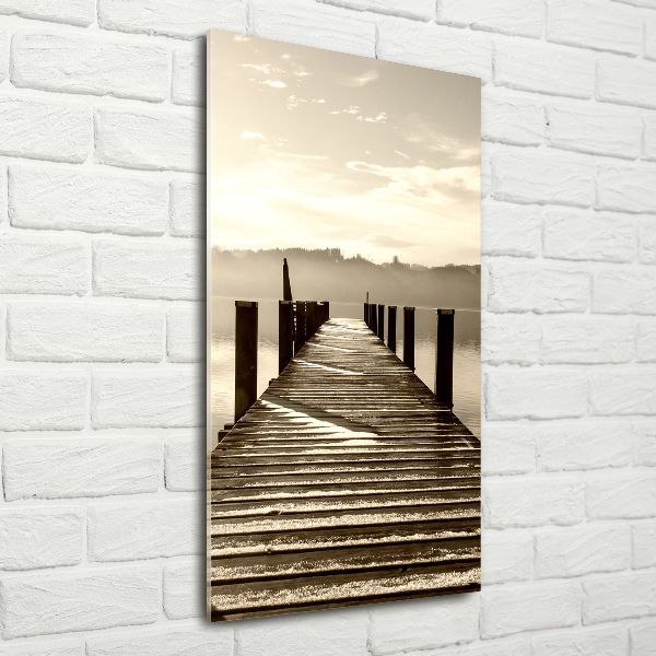 Fotocuadro de cristal elegante para hogar vertical Muelle de madera