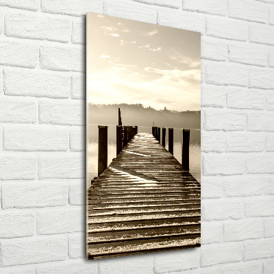 Fotocuadro de cristal elegante para hogar vertical Muelle de madera