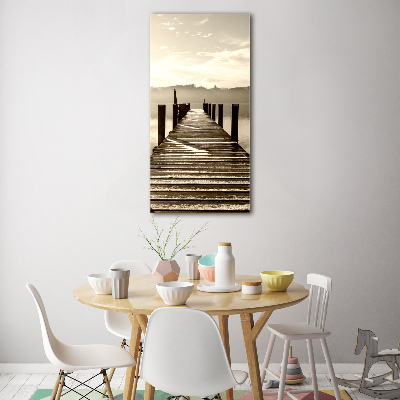 Fotocuadro de cristal elegante para hogar vertical Muelle de madera