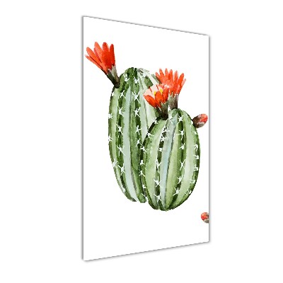 Cuadro decorativo en cristal con canto pulido vertical Cactus