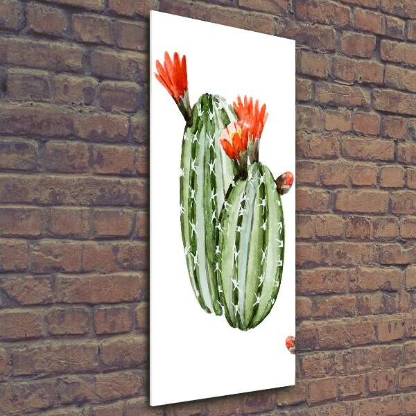 Cuadro decorativo en cristal con canto pulido vertical Cactus