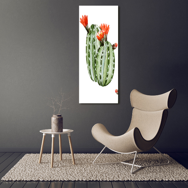 Cuadro decorativo en cristal con canto pulido vertical Cactus