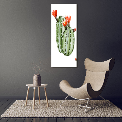 Cuadro decorativo en cristal con canto pulido vertical Cactus