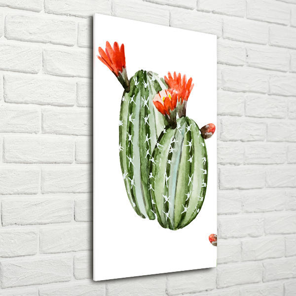 Cuadro decorativo en cristal con canto pulido vertical Cactus