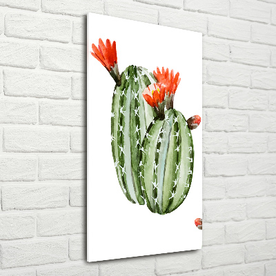 Cuadro decorativo en cristal con canto pulido vertical Cactus