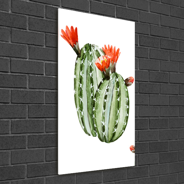 Cuadro decorativo en cristal con canto pulido vertical Cactus