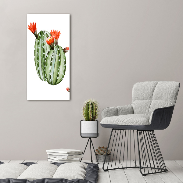 Cuadro decorativo en cristal con canto pulido vertical Cactus