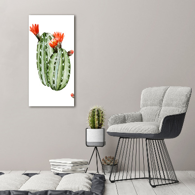 Cuadro decorativo en cristal con canto pulido vertical Cactus