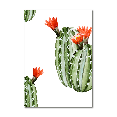 Cuadro decorativo en cristal con canto pulido vertical Cactus