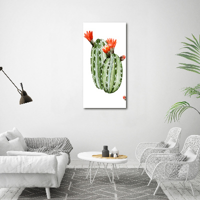 Cuadro decorativo en cristal con canto pulido vertical Cactus