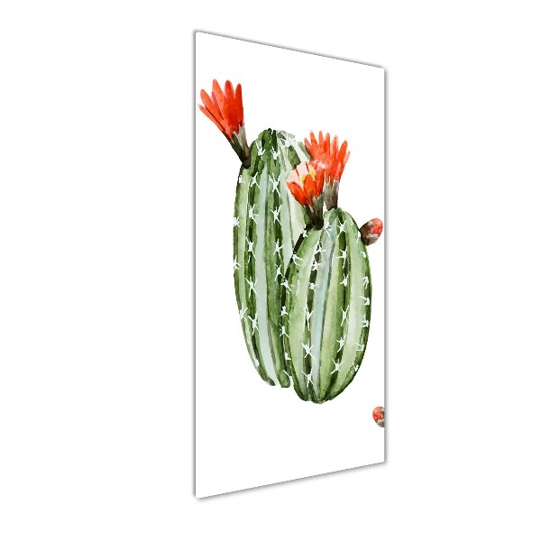 Cuadro decorativo en cristal con canto pulido vertical Cactus