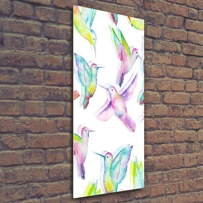 Cuadro de vidrio templado 4mm para pared vertical Colibríes coloridos