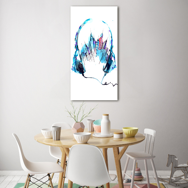 Cuadro de cristal moderno efecto brillo vertical Música de la ciudad