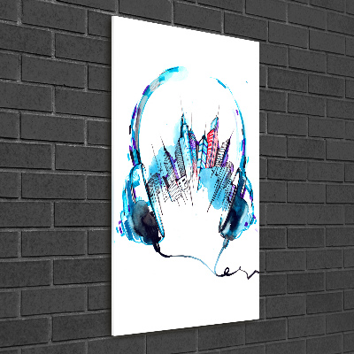 Cuadro de cristal moderno efecto brillo vertical Música de la ciudad