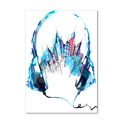 Cuadro de cristal moderno efecto brillo vertical Música de la ciudad