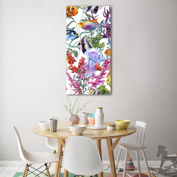 Fotocuadro de cristal elegante para hogar vertical Mundo submarino