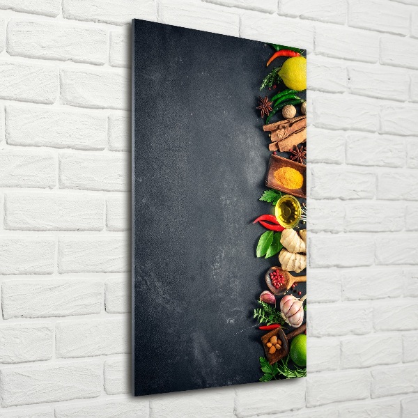 Cuadro de vidrio templado 4mm para pared vertical Especias y hierbas