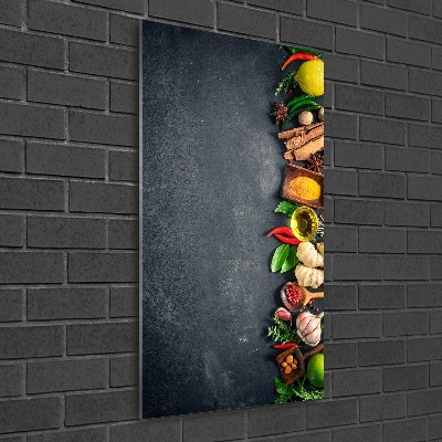 Cuadro de vidrio templado 4mm para pared vertical Especias y hierbas