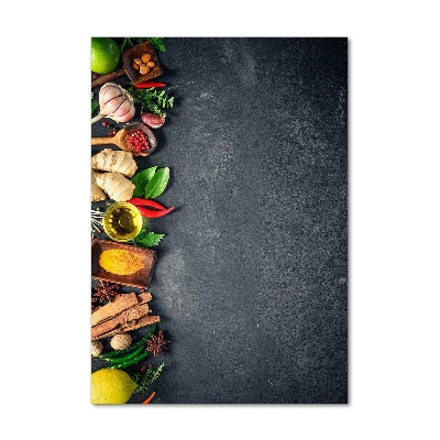 Cuadro de vidrio templado 4mm para pared vertical Especias y hierbas