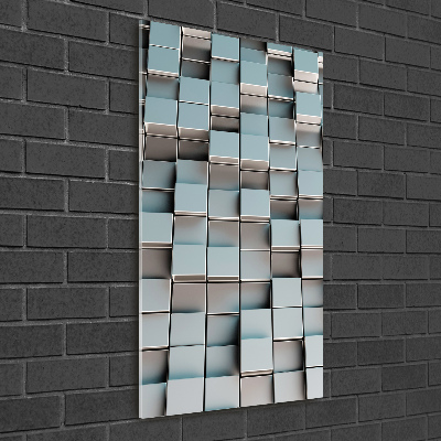 Fotocuadro de cristal elegante para hogar vertical Muro de cubos