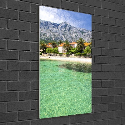 Cuadro de vidrio templado 4mm para pared vertical Playa en Croacia