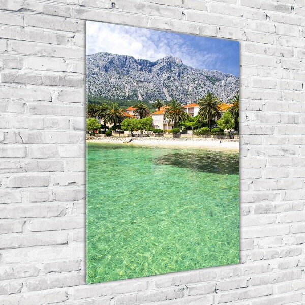 Cuadro de vidrio templado 4mm para pared vertical Playa en Croacia