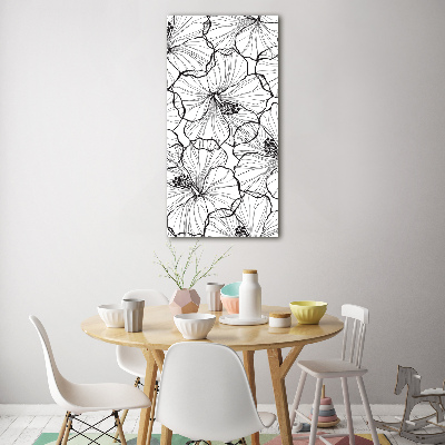 Fotocuadro de cristal elegante para hogar vertical Hibisco