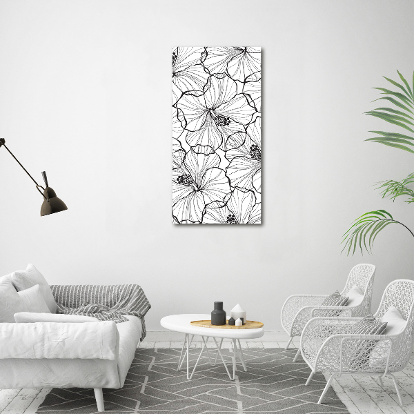 Fotocuadro de cristal elegante para hogar vertical Hibisco