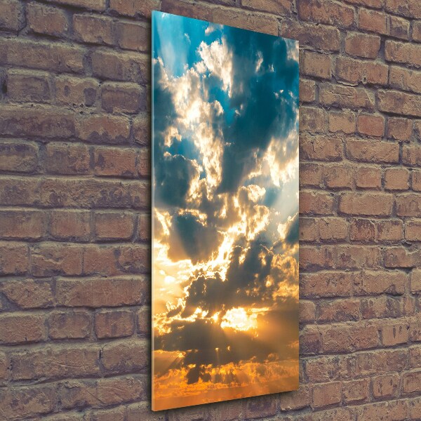 Cuadro decorativo en cristal con canto pulido vertical Nubes en el cielo