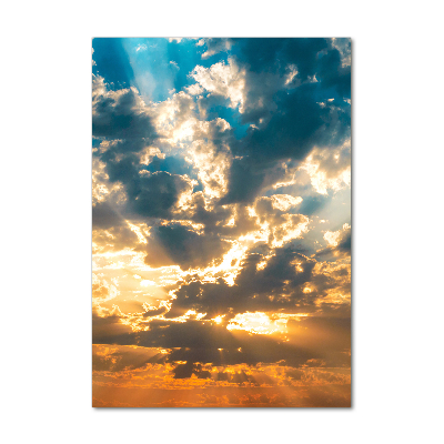 Cuadro decorativo en cristal con canto pulido vertical Nubes en el cielo