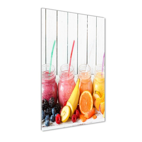 Cuadro decorativo en cristal con canto pulido vertical Cócteles coloridos