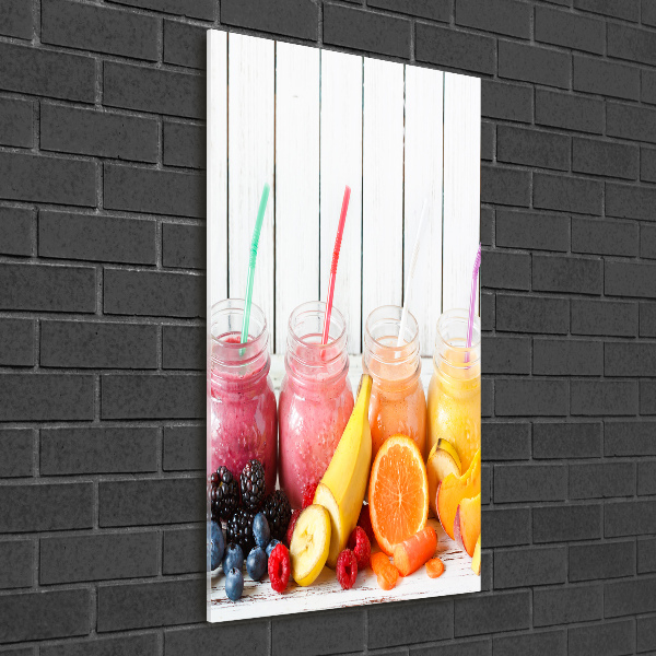 Cuadro decorativo en cristal con canto pulido vertical Cócteles coloridos