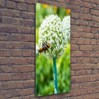 Fotocuadro de cristal elegante para hogar vertical flores de ajo