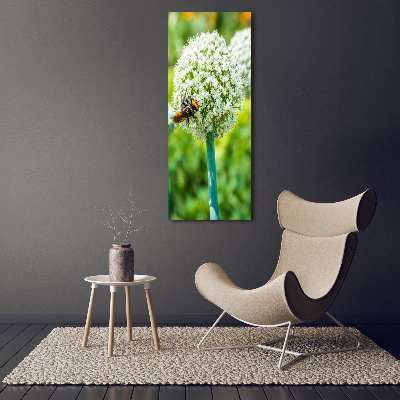 Fotocuadro de cristal elegante para hogar vertical flores de ajo